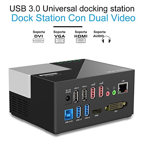 Wavlink USB 3.0 Laptop Dockingstation für Notebooks mit Dual HD Video Monitor Display DVI,HDMI,VGA, Gigabit LAN Ethernet,Audio,4xUSB Ports,2 x Ladeanschluss für PC