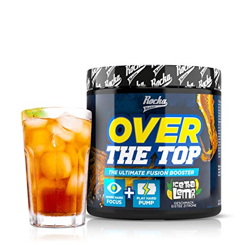 Rocka Nutrition OVER THE TOP Pre Workout Booster Fitness | 2in1 Pump Booster + Fokus Booster - 240 g (Ice Tea Lemon)