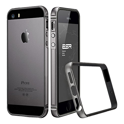 iPhone 5 / 5S Hülle, ESR Fluencia Series Metallrahmen mit Weiche TPU Bumper Innerhalb für iPhone 5S/5 (Grau)