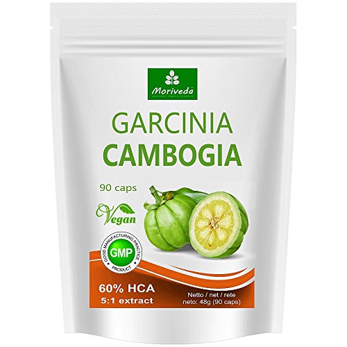 Garcinia Cambogia 90 Vegi Kapseln (5:1 entspricht 6375mg Fruchtpulver/Tagesdosis), Fettblocker Fatblocker (1x90)