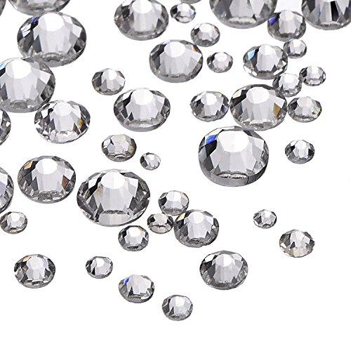 1000 Stück Klare Flache Rückseite Strasssteine Runde Kristall Edelsteine 1,5 mm - 5 mm, 5 Größen