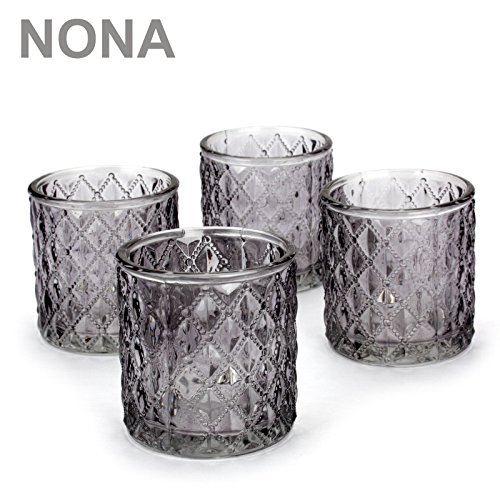 NoNa ORIS anthrazit grau - 4er Set Teelichtglas - Teelichtgläser Kerzenglas Kerzengläser Kerzenhalter