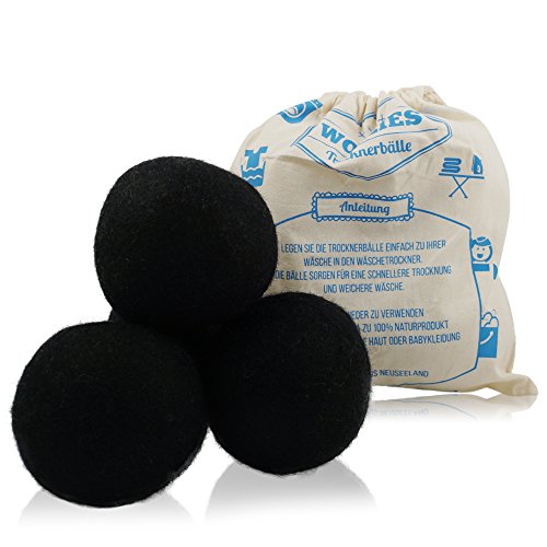 4 x Trocknerball - Bälle aus 100% Wolle zur Nutzung im Trockner, für schnelleres Trocknen und weichere Wäsche. Zeit und Kosten sparen durch Trocknerbälle für jede Wäsche, Decke, Kissen, Kopfkissen oder Daunen im Wäschetrockner. Trocknerkugeln für Wäschetrockner.