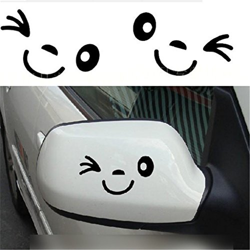 2 Stück Lächeln Gesicht Design 3D Aufkleber Dekoration Aufkleber für Auto Seitenspiegel Autorearview Schwarz