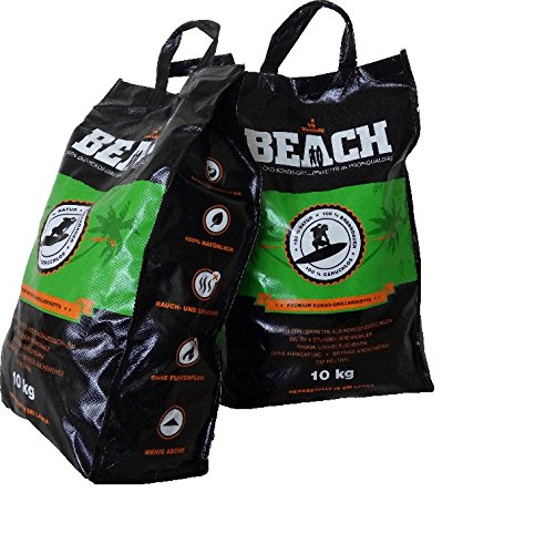 20 Kg Beach Kokos Grill Briketts von BlackSellig reine Kokosnussschalen Grillkohle - perfekte Profiqualität - REACH registriert