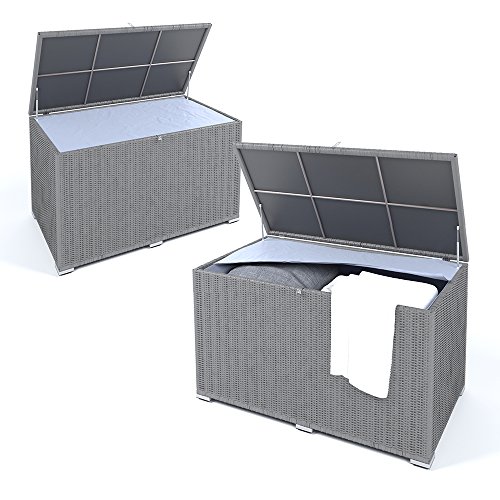 XXL Kissenbox wasserdicht Polyrattan 950L Anthrazit Auflagenbox Gartenbox Gartentruhe Aufbewahrungsbox