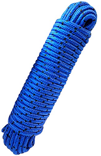 Seil 8 mm 20 m - Polypropylenseil PP, blau/schwarz, Festmacherleine, Allzweckseil, Strick, Leine, Flechtleine - Bruchlast: 700kg, 20m x 8mm