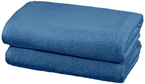 AmazonBasics - Handtuch-Set, schnelltrocknend, 2 Badetücher - Seeblau, 100% Baumwolle