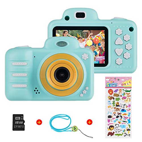 Vannico Kinder Digital Mini Kamera, Selfie Photo Kids Camera HD Kinderkamera 8 Megapixel, Wiederaufladbar Actionkameras Camcorder für Mädchen Jungen mit 16G SD Karte (Blau)