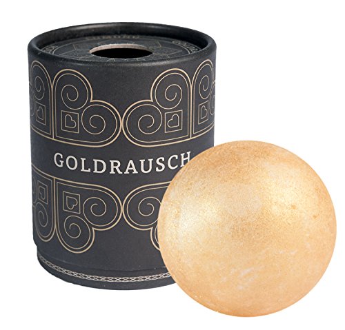 Deluxe Badebombe Goldrausch, 180 Gramm schwere XXL Badekugel mit pflegender Shea Butter, vegan & tierversuchsfrei