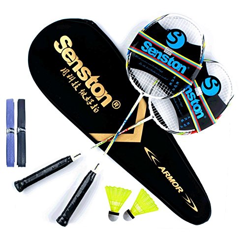 Senston Graphit Badminton Set Carbon Badmintonschläger Badminton Schläger Set mit Schlägertasche - 2 Farbe