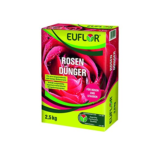 Euflor Rosendünger 2,5 kg•Organisch-mineralischer NPK-Dünger 9+4+8 mit 2% MgO•Spezialdünger für alle Rosenarten•für gesunde und kräftige Rosen und eine reiche Blütenfülle•Langzeitwirkung
