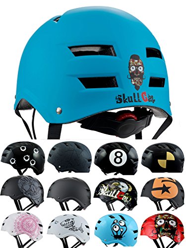 Skullcap BMX Helm  Skaterhelm  Fahrradhelm , Herren | Damen | Jungs & Kinderhelm, schwarz matt & glänzend (Blue Ocean, L (56 - 58 cm))
