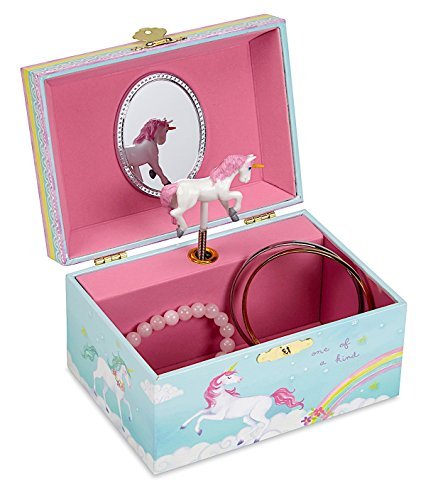 JewelKeeper - Spieluhr Schmuckkästchen für Mädchen mit drehendem Einhorn, Regenbogen Design - The Unicorn Melodie