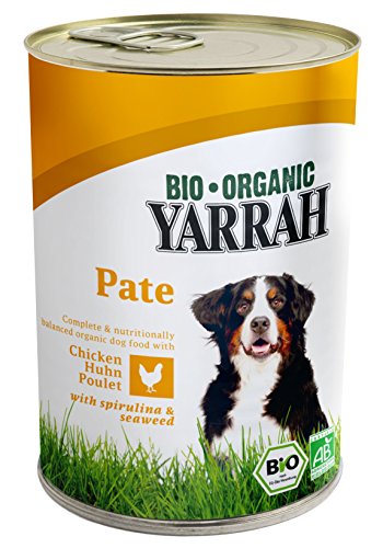 YARRAH Bio Hundefutter Pate Huhn, Spirulina, Seetang 400 g, 12er Pack (12 x 400 g)
