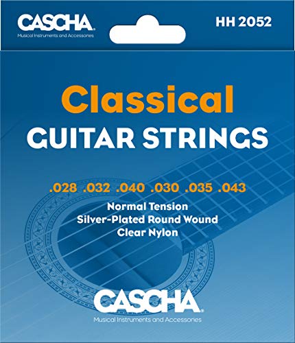 CASCHA Premium Gitarrensaiten für Konzertgitarre - Hochwertige Nylon Saiten für Klassik- und Konzert-Gitarren (6 Saiten-Set) - Normal Tension, 6 Stück