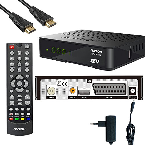 Edision Kabelreceiver progressiv hybrid lite LED DVB-C für digitales Kabelfernsehen inkl. Kabelabel HDMI Kabel