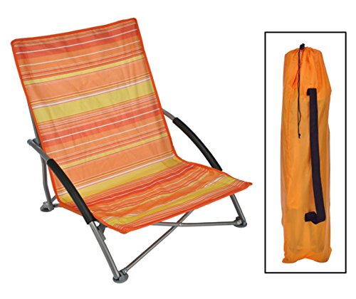 Strandstuhl LIDO klappbar, Stahlgestell, Bezug orange/gelb gestreift