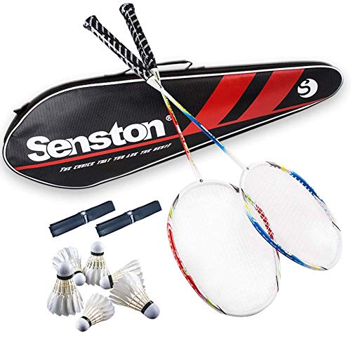 Senston Graphit Badminton Set Carbon Badmintonschläger Badminton Schläger Perfect Badminton Schlaeger Set mit Schlägertasche - 2 Farbe