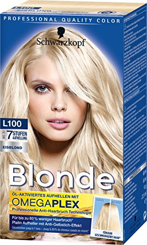Schwarzkopf Blonde Aufheller L100 Platin Eisblond Haarentfärber, Stufe 3, 3er Pack (3 x 180 ml)