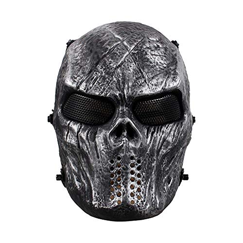 StillCool Maske Halloween Maske Maskerade Karneval Partei Masken Paintball Maske Kompletter Schutz (grau)