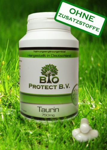 Taurin 750 mg Hochdosiert und Rein ohne Füll- und Zusatzstoffe - 120 Kapseln -Aminosäure Taurin- Bio Protect OHNE ZUSATZSTOFFE!