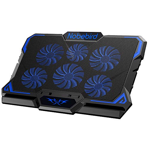 Laptop Kühler, Gaming Notebook Kühler mit 6 Ruhige Leistungsstarken Lüfter, Einstellbarer Höhe und Geschwindigkeit mit Coolen Blauen LED-Leuchten, Perfekt für 12-17 Zoll Laptop, Laptop Cooling Pad