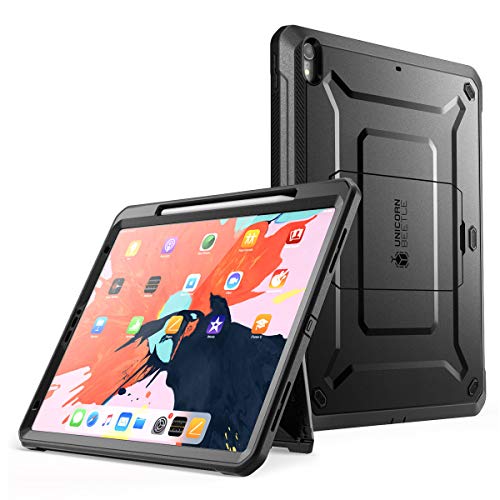 SUPCASE iPad Pro 12.9 Hülle Support Pencils Laden 360 Grad Case Bumper Schutzhülle Cover [Unicorn Beetle PRO] mit eingebautem Displayschutz und Ständer für iPad Pro 12.9 Zoll 2018 (Schwarz)