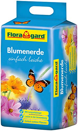 Floragard Blumenerde leicht 25 L - Universalerde für Zimmerpflanzen, Balkon- und Kübelpflanzen - mit Langzeitdünger