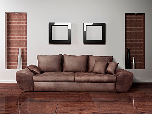 Big Sofa, braun, mit Schlaffunktion, Bettkasten, Vintage Look, Microfaser | XXL Couch | Großes Relexsofa | Megasofa