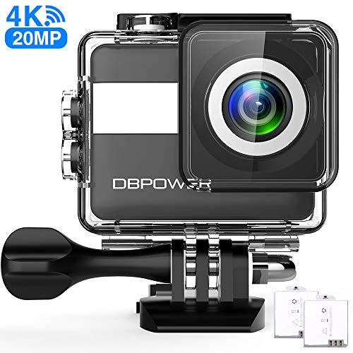 DBPOWER Action Cam 4K Ultra HD 20MP WiFi Kamera Touch Screen Sports Camera 30 Meters Unterwasserkamera mit 170° Ultra-Weitwinkel EIS Stabilisierung Dual Batterien