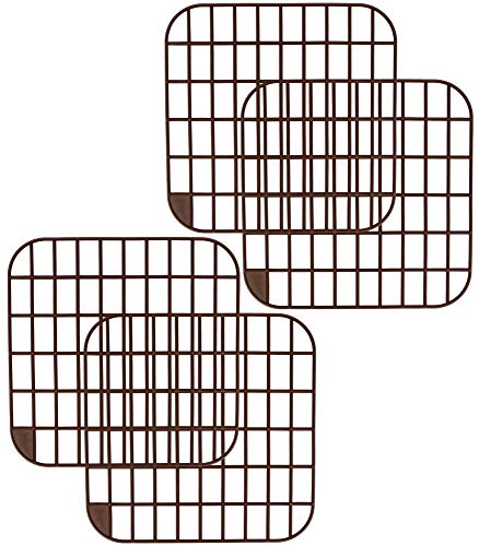 COM-FOUR 4 Spülbeckenmatten aus Kunststoff, eckige Spülmatte in braun, 30 x 30 cm (04 Stück - braun)