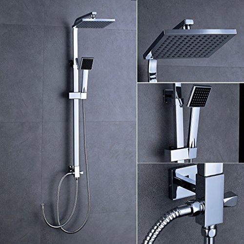 (Duschset ohne Wasserhahn) Duscharmatur Regendusche Duschbrause Duschsystem inkl Handbrause Shower Set, Höhenverstellbar 92~135cm