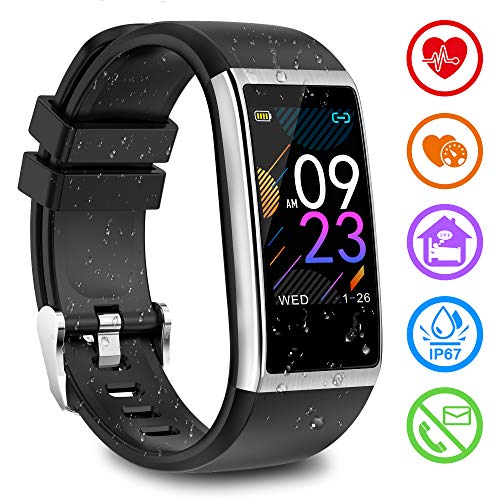 Fitness Armband mit Pulsmesser Fitness Tracker mit Blutdruckmessung Pulsuhren Fitness Uhr Aktivitätstracker Schrittzähler Schlafmonitor Uhr Wasserdicht IP67 Smartwatch Herren Damen für iOS Android