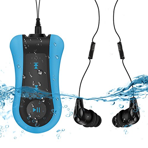 AGPTEK Schwimm-MP3-Player Unterwasser-Wasserdicht IPX8, Clip MP3, Musik-Player zum Schwimmen, Surfen, Laufen und Sportaktivitäten, kommt mit Wasserdichten Kopfhörern