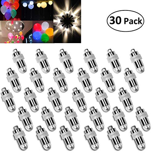 Vanble 30 LED-Ballons Lichter wasserdicht Beleuchtung für Papierlaternen Ballons Blumendekoration, Nicht-blinkend, wasserfeste, Warm-weiß
