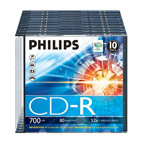 Philips CD-R Rohlinge (700 MB Data/ 80 Minuten, 52x High Speed Aufnahme, 10er Slim Case)