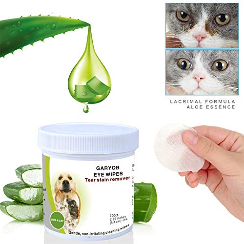 GARYOB Augen-Reinigungspads für Hunde und Katzen 100 Stück, Milde Augen-Reinigung ohne zu Reizen, Entfernt sanft Tränenstein und Speichel-Reste