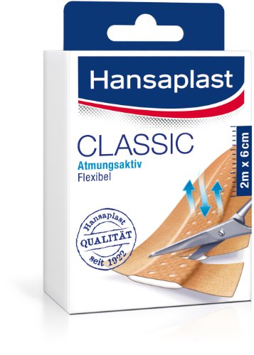 Hansaplast Classic Pflaster, 2 m x 6 cm, 1er Pack (1 x 20 Stück)