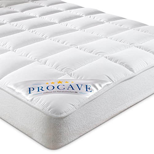 PROCAVE Micro-Comfort Matratzen-Bett-Schoner weiß 100x200 cm mit Spannumrandung | Höhe bis 30cm | Auch für Boxspring-Betten und Wasser-Betten geeignet | Microfaser | 100% Polyester | Matratzen-Auflage | Unter-Bett