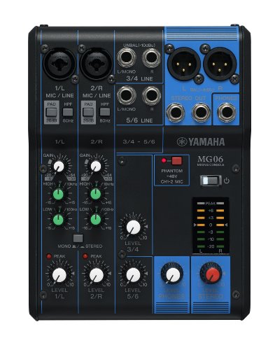 Yamaha MG 06 Mischpult Analog Sound Mixer (6-Kanal, 2x Mic, XLR, 12 Watt)