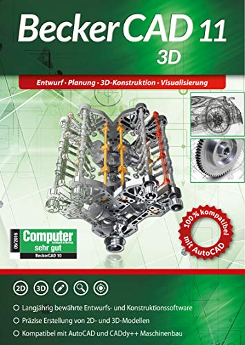 Becker CAD 11 3D für Windows 10 8 7 | Cad-Software für Architektur, Maschinenbau, Modellbau und Elektrotechnik | 3D CAD Programm kompatibel mit Autocad