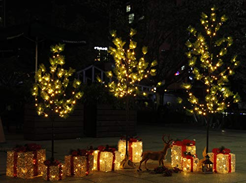 CCLIFE LED Kiefern Baum innen Außen Weihnachten Christbaum Lichterbaum warmweiss Kaltweiß Weihnachtsbeleuchtung, Farbe:Warmweiß, Größe:150cm mit 120LEDs