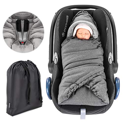 Universal Einschlagdecke für Babyschale & Maxi Cosi - praktische Alternative zum Winter- Fußsack, weiches und wattiertes Thermo Fleece