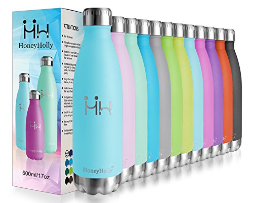HoneyHolly Vakuum Isolierte Edelstahl Trinkflasche - 350/500/ 750 ml, Ideale Thermosflasche für Kinder, Kleinkinder, Schule, Kindergarten, Sport, Outdoor, Fahrrad, Fitness, Camping