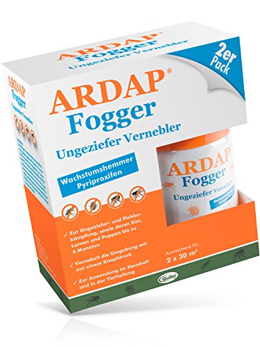 ARDAP Fogger / Zuverlässiger Vernebler zur Ungeziefer- und Flohbekämpfung für die Anwendung im Haushalt sowie in der Tierhaltung - wirksamer Schutz für bis zu 6 Monate / 2 x 100 ml