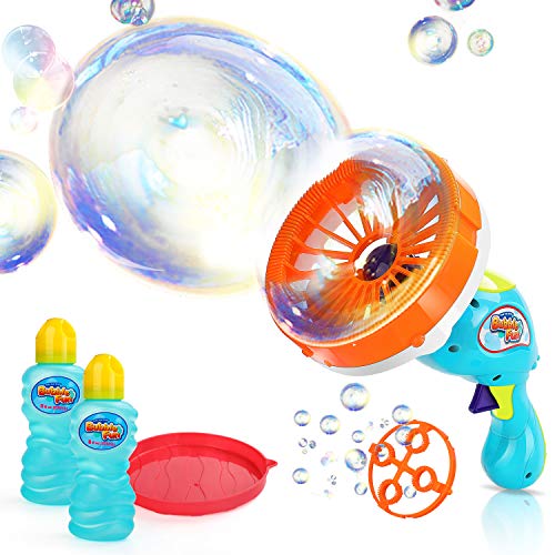 Ucradle Bubble Maschine Pistole, Riesenseifenblasen Spielzeug für Kinder& Erwachsene, Seifenblasenmaschine Set mit 2X 236 ml Seifenblasenlauge, Bubble Maker Sommer Spiel (2 Arten von Blasenformen)