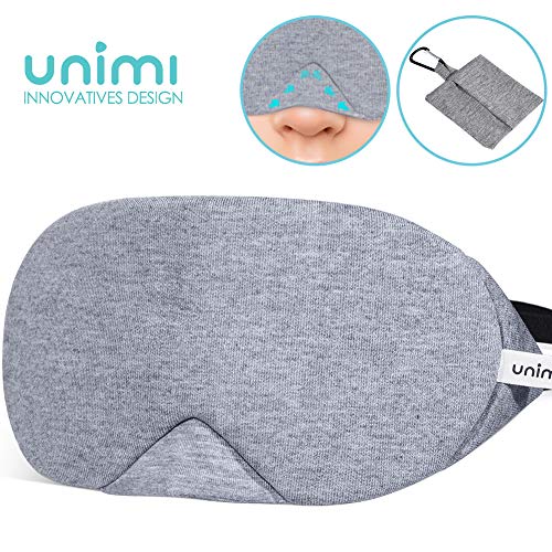 Unimi Baumwolle Schlafmaske Damen und Herren, 2019 neue Design Premium Augenmaske Nachtmaske,100% Lichtschutz, super weich und bequem, Augenschutz für Reisen, Schichtarbeit und Nickerchen.