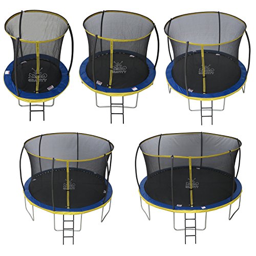 Zero Gravity Kinder Ultima 4 with Safety Enclosure Netting and Ladder High Spec Trampoline, Blue/Yellow, 366cm