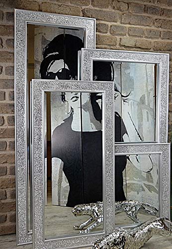 Livitat Wandspiegel Spiegel Mosaik Badspiegel mit Glasmosaik Crackle (140 x 50 cm Mosaik, Silber)